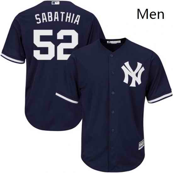 Mens Majestic New York Yankees 52 CC Sabathia Replica Navy Blue Alternate MLB Jersey